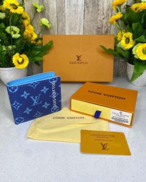 Louis Vuitton  Logo Print Blue Wallet