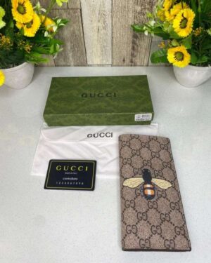 Gucci Bee Print Brown Wallet