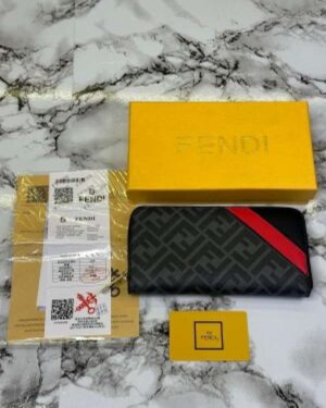 Fendi Logo Print Black Wallet
