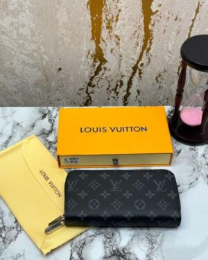 Louis Vuitton Logo Print Black Wallet