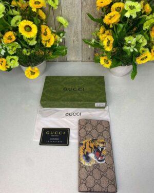 Gucci Tiger Print Brown Wallet